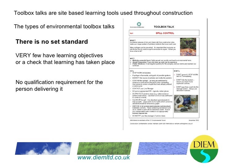 Behavioural Issues in construction toolbox talks