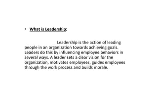 Basic approaches to leadership Trait theory and Behaviour theory | PPTX