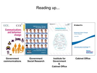 Reading up...




  Government      Government        Institute for   Cabinet Office
communications   Social Research    Government
                                          &
                                   Cabinet Office
 