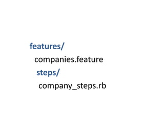 features/
 companies.feature
  steps/
   company_steps.rb
 
