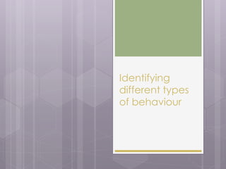 Identifying 
different types 
of behaviour 
 