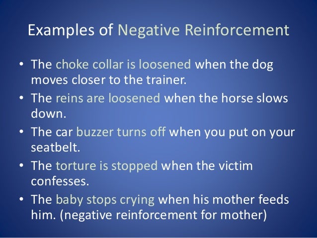 negative reinforcement examples with children