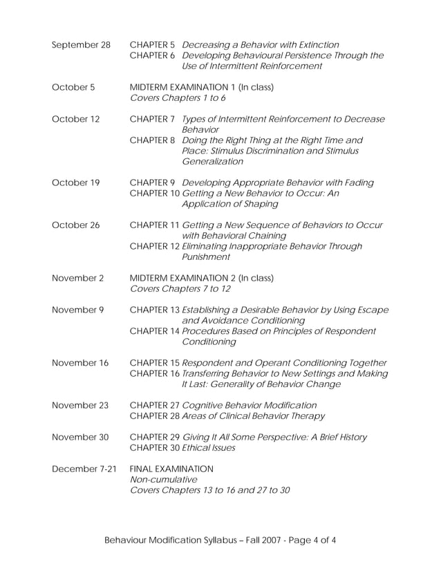 Behaviour+Modification+Syllabus+ +Psyb45 H3 F+ +Fall+2007 | PPT