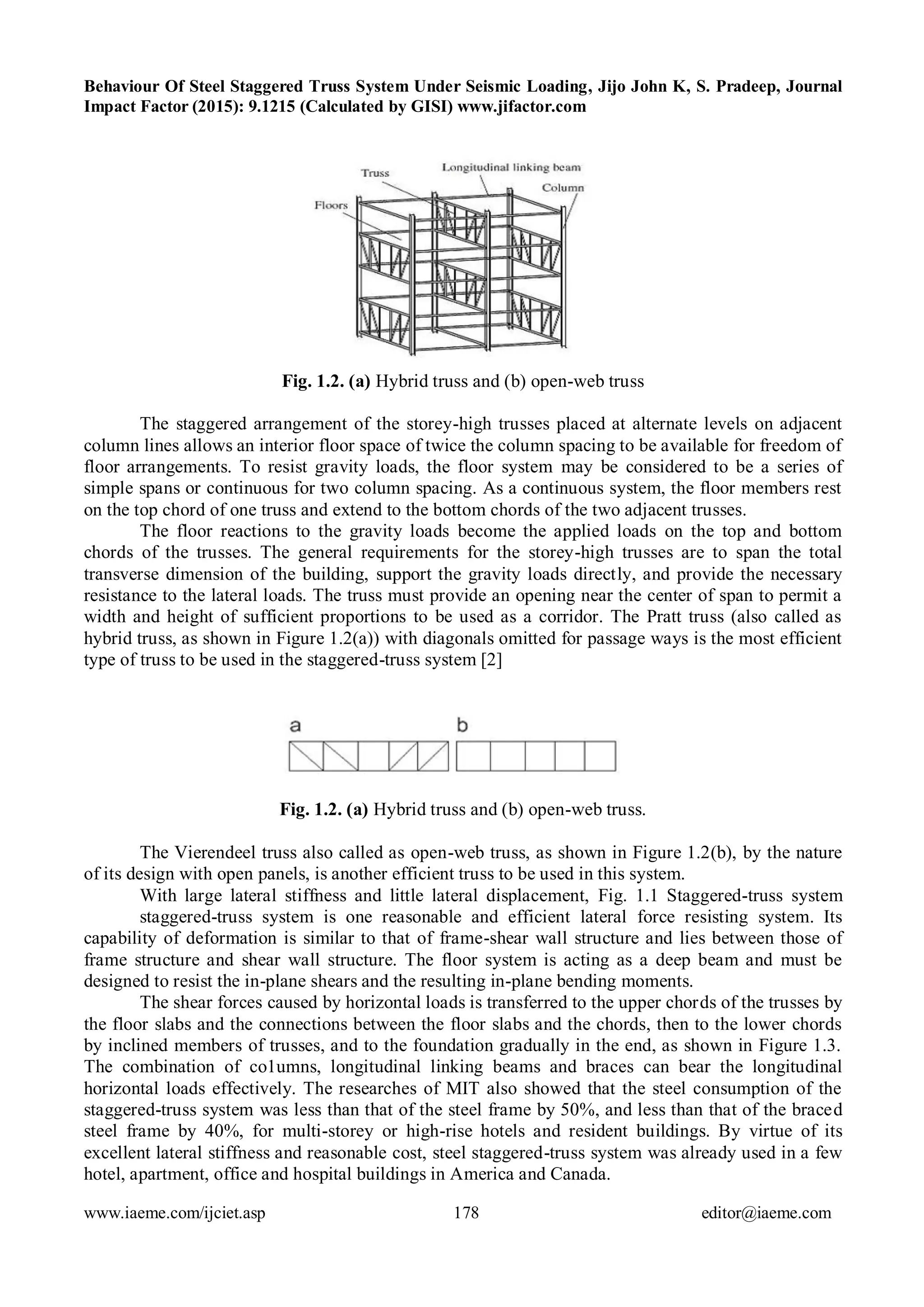 Behaviour of steel staggered truss system under seismic loading | PDF