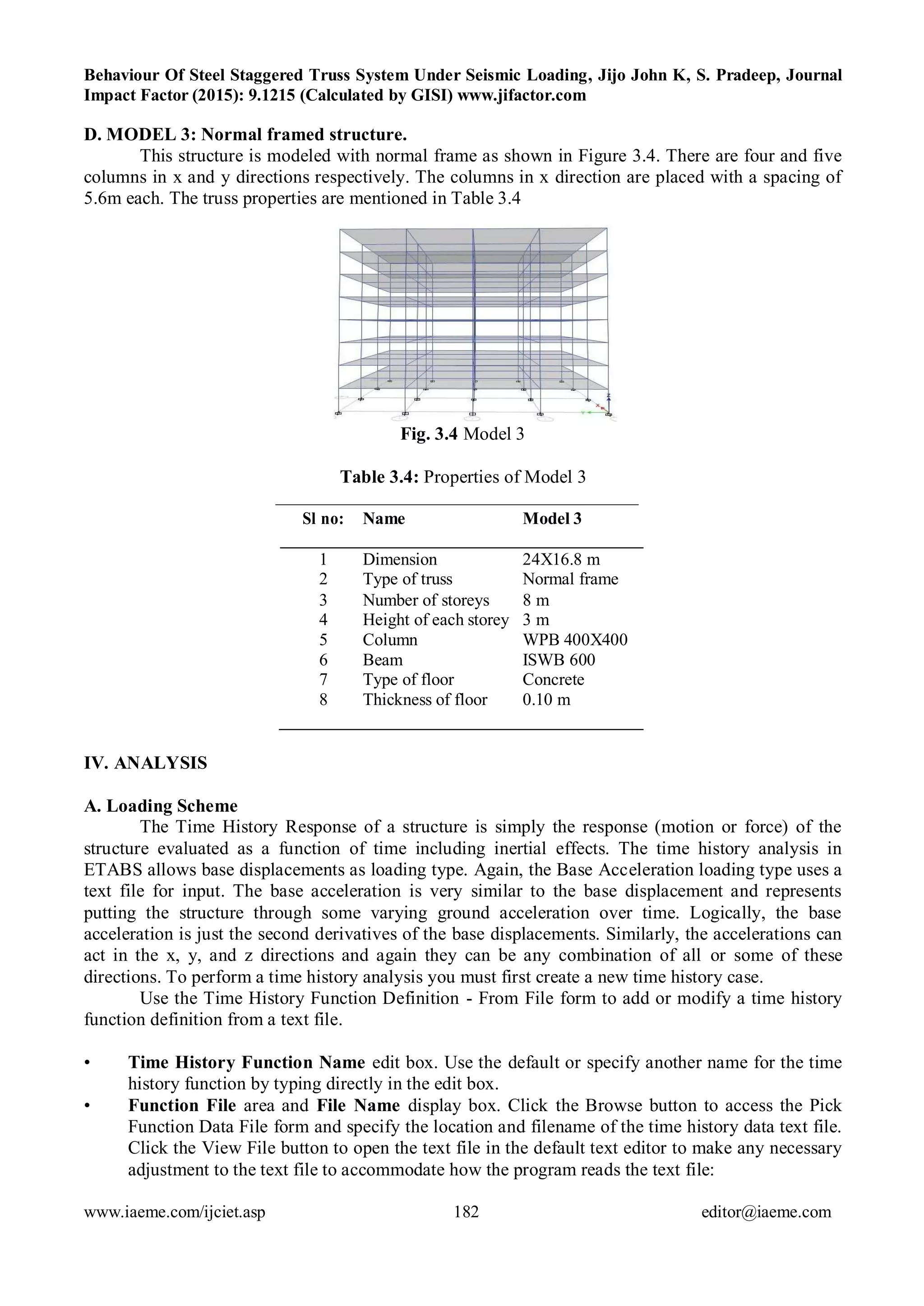 Behaviour of steel staggered truss system under seismic loading | PDF