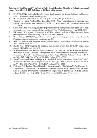 BEHAVIOUR OF STEEL STAGGERED TRUSS SYSTEM UNDER SEISMIC LOADING | PDF