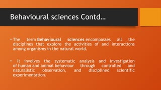 BEHAVIOUR SCIENCES 1 Lecture at KMU-IHS. | PPTX