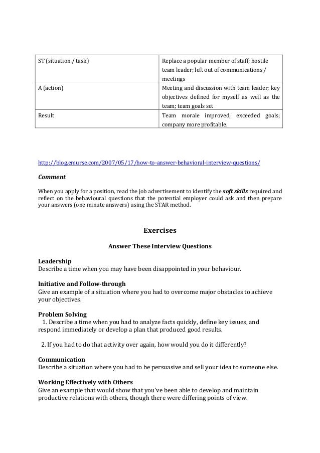 behavioral type questions