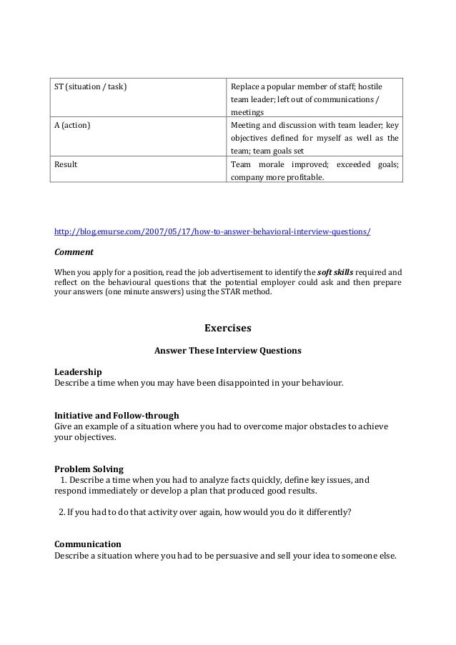 behavioral type questions