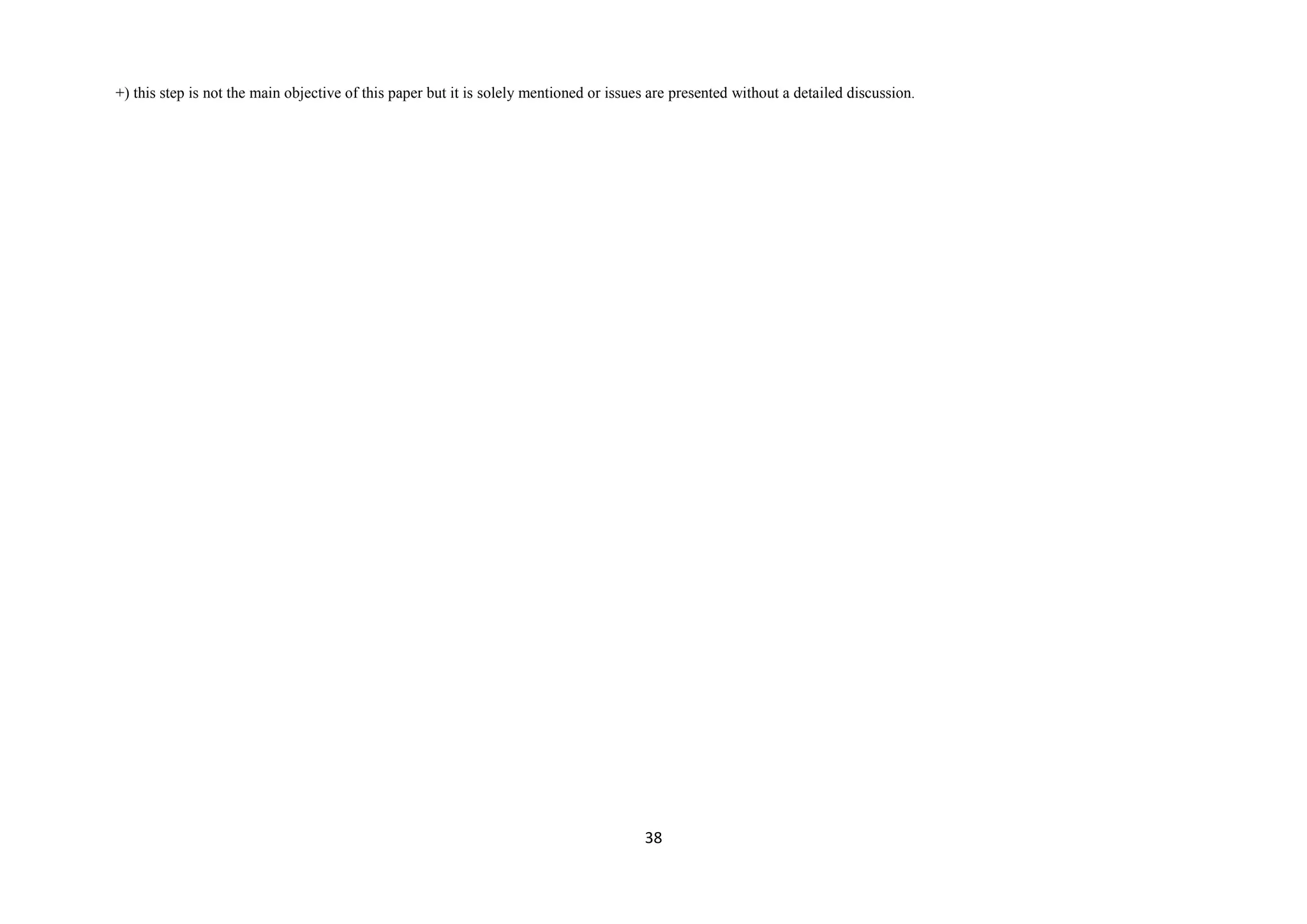 38
+) this step is not the main objective of this paper but it is solely mentioned or issues are presented without a detailed discussion.
 