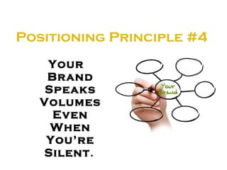 Positioning Principle   #4   <ul><li>Your Brand Speaks Volumes Even When You’re Silent .   </li></ul>