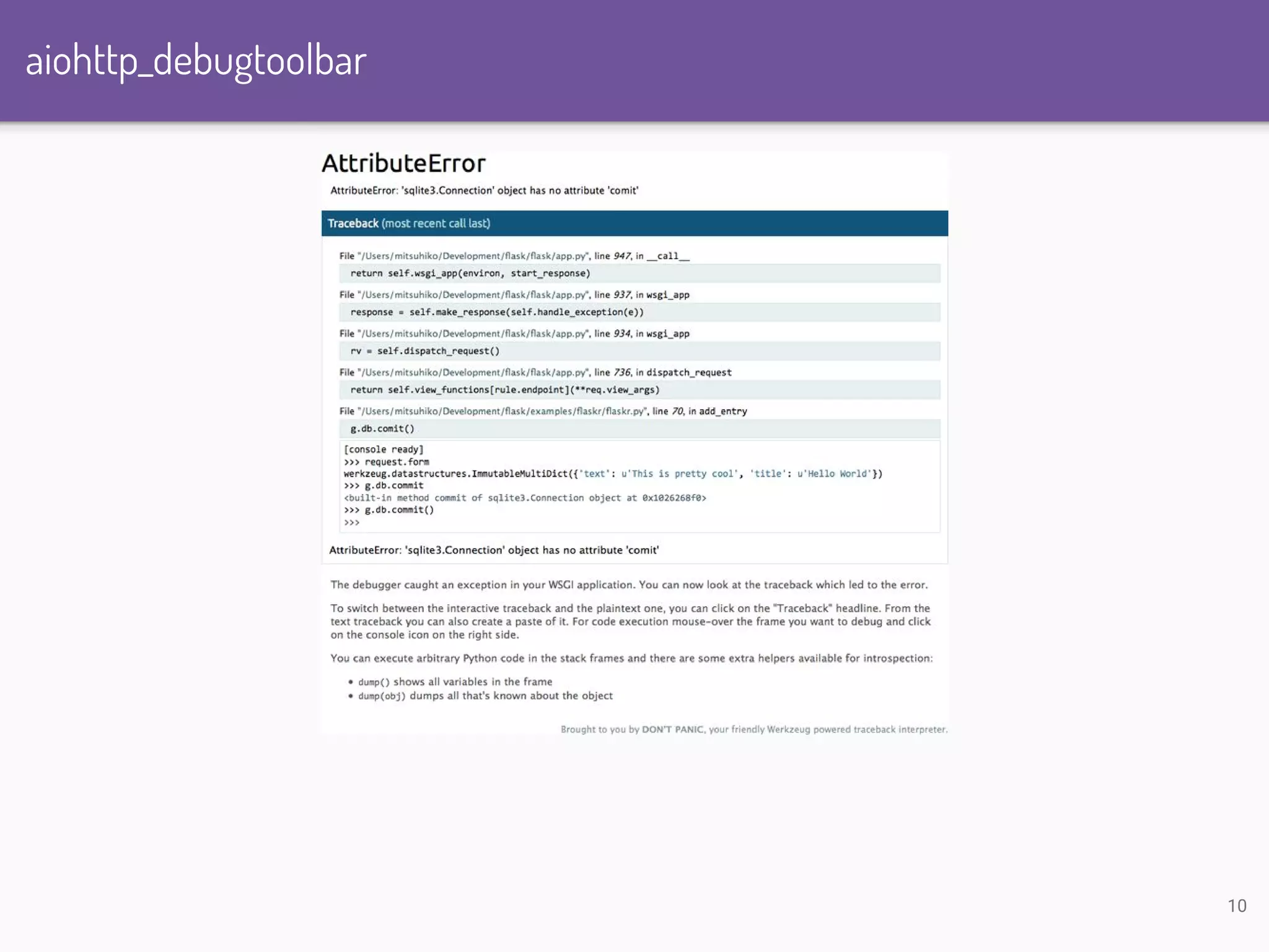 aiohttp_debugtoolbar 10 