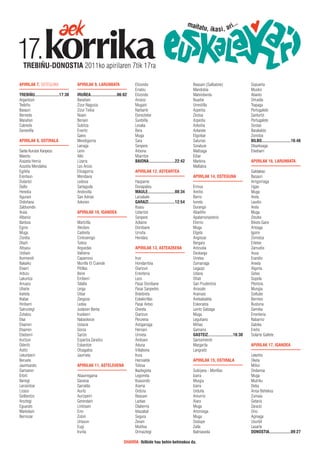 APIRILAK 7, OSTEGUNA                 APIRILAK 9, LARUNBATA                 Elizondo                              Beasain (...