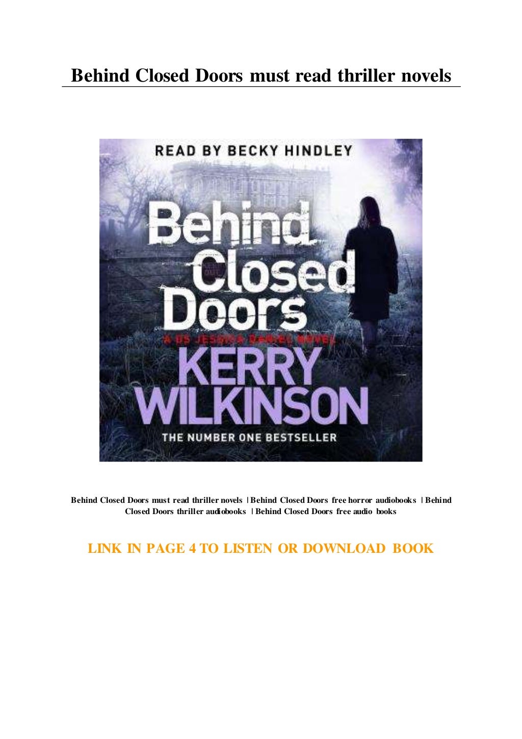 Behind Closed Doors must read thriller novels