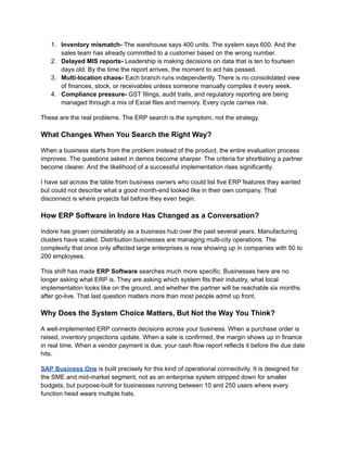 Solving Hidden Business Challenges with ERP Software in Indore 2026 | PDF