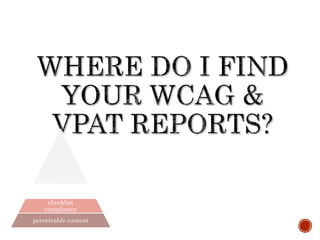 integrated culture
lifecycle
engineering
checklist
compliance
perceivable content
 