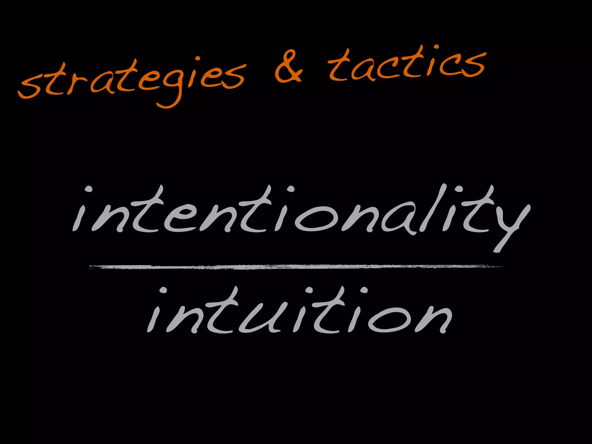 intentionality
strategies & tactics
intuition
ei
i
in n yo
o
 