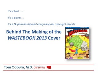 It’s a bird…..
it’s a plane….
it’s a Superman-themed congressional oversight report?
Behind The Making of the
WASTEBOOK 2013 Cover
 