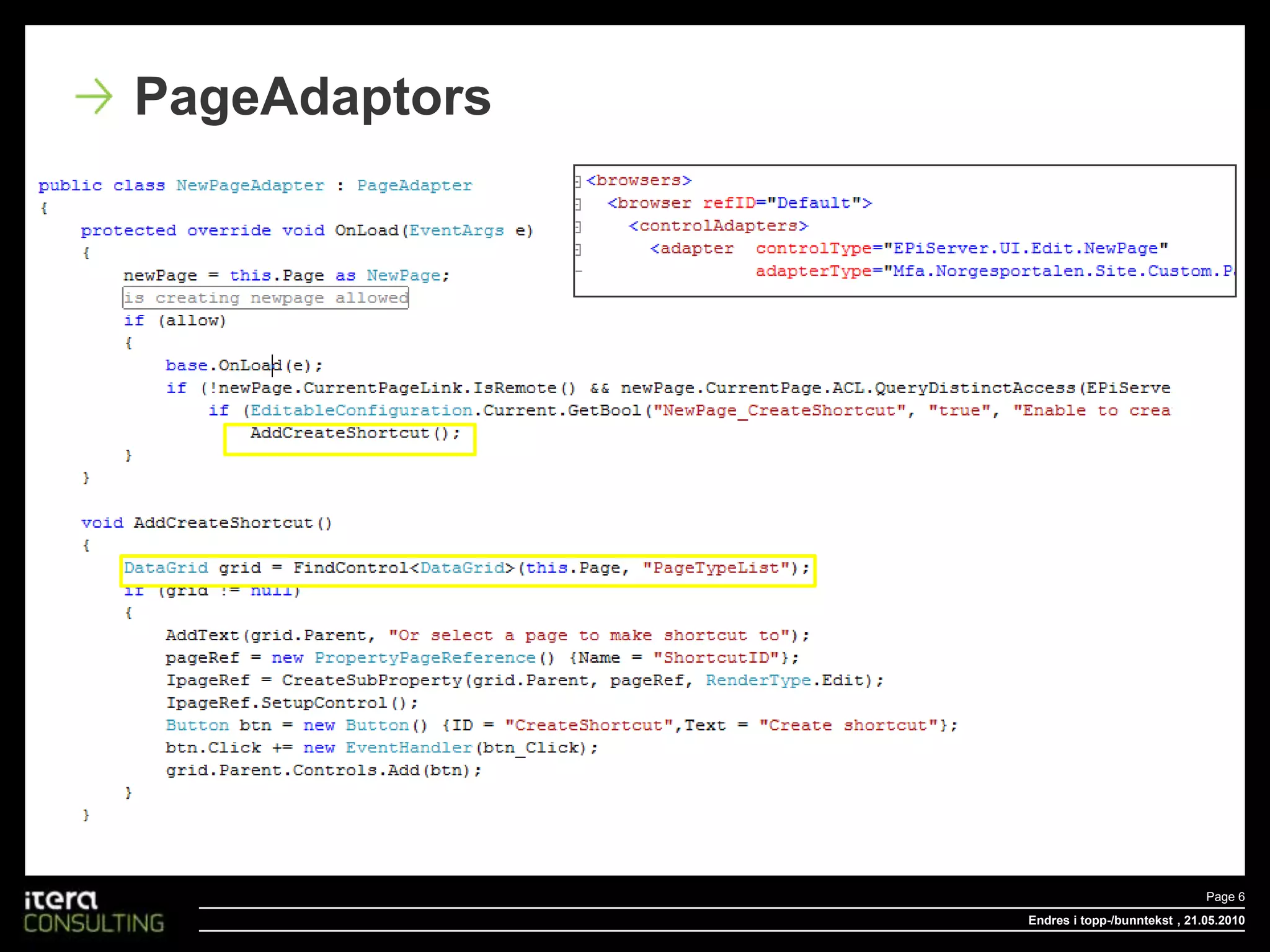 Endres i topp-/bunntekstPage 6 , 20.05.2010PageAdaptors