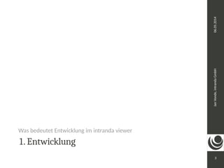 Jan Vonde, intranda GmbH 06.05.2014 
3 
Was bedeutet Entwicklung im intranda viewer 
1. Entwicklung 
 