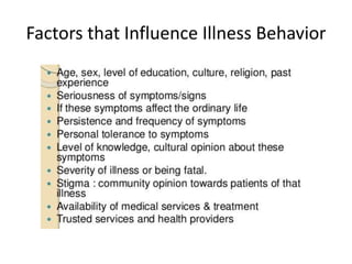 Factors that Influence Illness Behavior
 