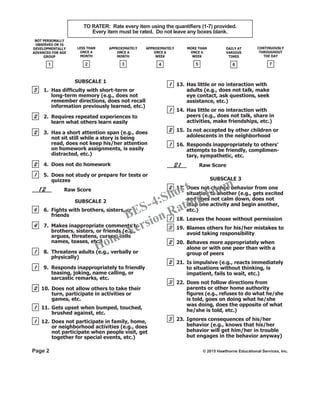 Behavior Evaluation Scale _ Fourth Edition | PDF
