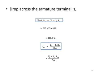 • Drop across the armature terminal is,
55
 