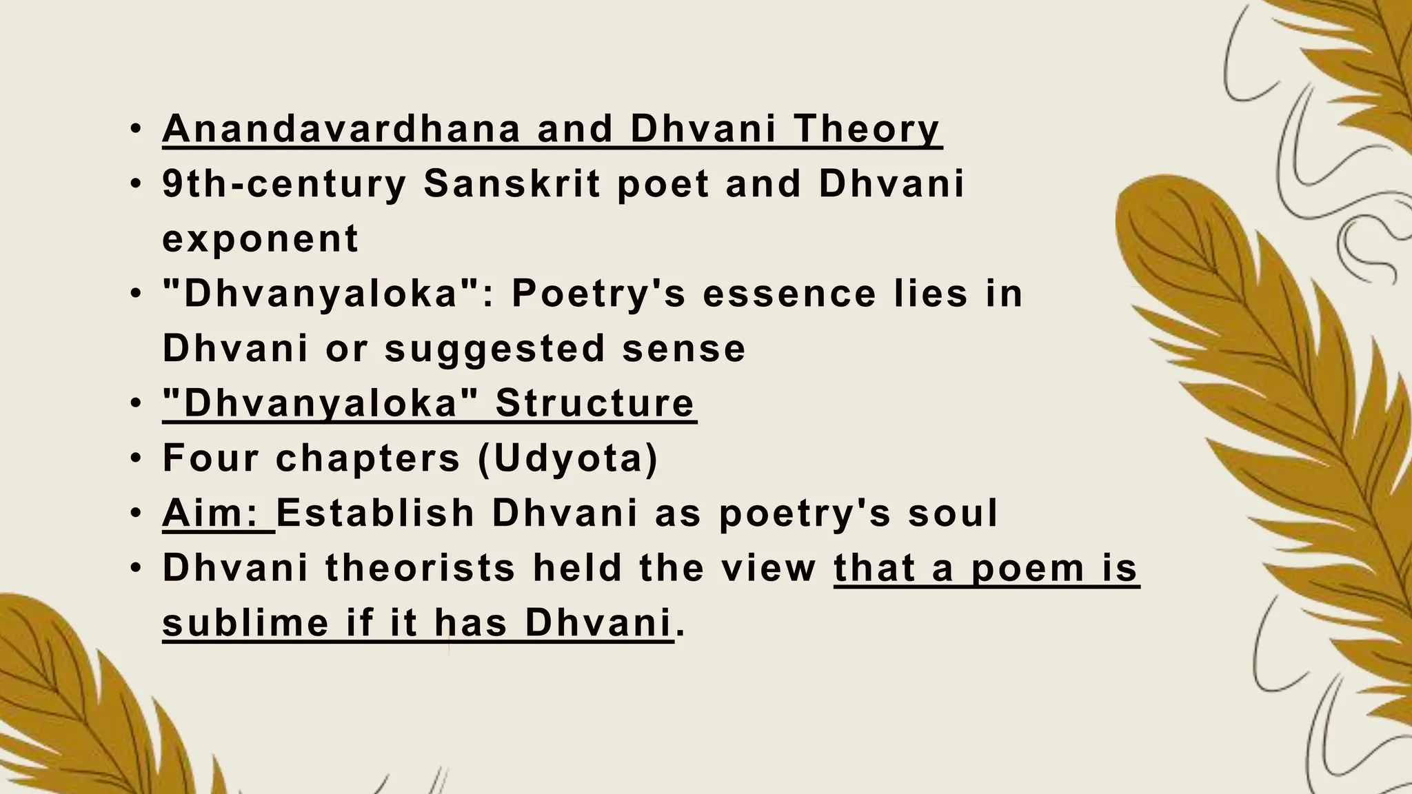 Exponent Poems Dhavni Theory by Anandvardhana Indian Poetics | PPTX