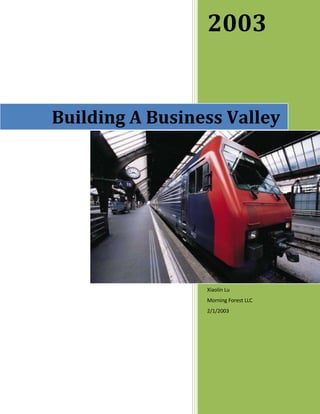 2003


Building A Business Valley




                 Xiaolin Lu
                 Morning Forest LLC
                 2/1/2003
 