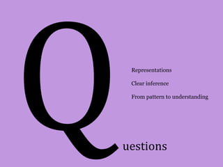 Representations 
Clear inference 
From pattern to understanding 
uestions 
 