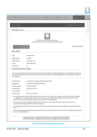 B.E./B. TECH. : Admission-2017 33
Fig. 3.13 Screen of “Information Letter”
 