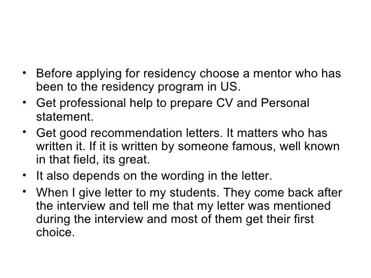 Cover letter residency