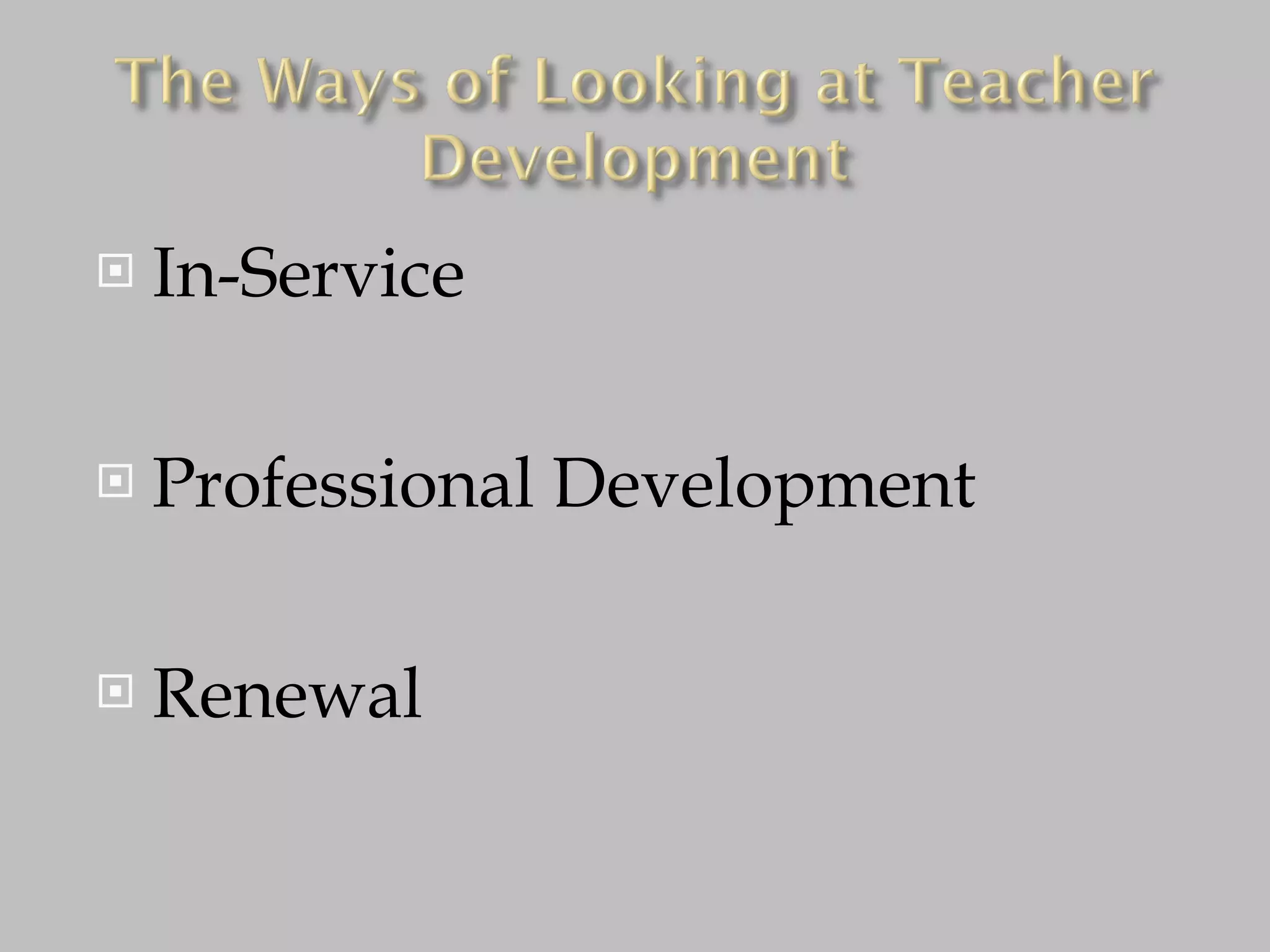 In-Service Professional Development Renewal 