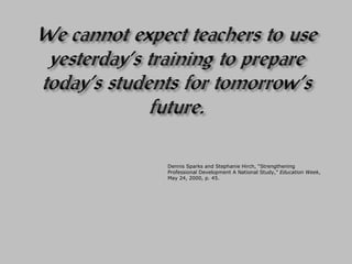 Dennis Sparks and Stephanie Hirch, “Strengthening Professional Development A National Study,”  Education Week , May 24, 2000, p. 45. 
