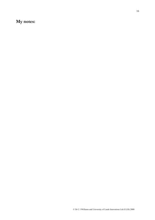 16



My notes:




            © Dr C J Williams and University of Leeds Innovations Ltd (ULIS) 2000
 