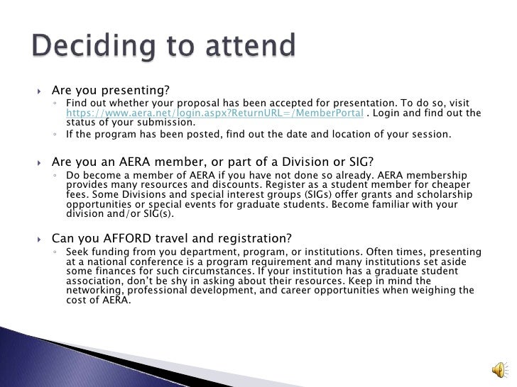 Being a successful AERA conference goer