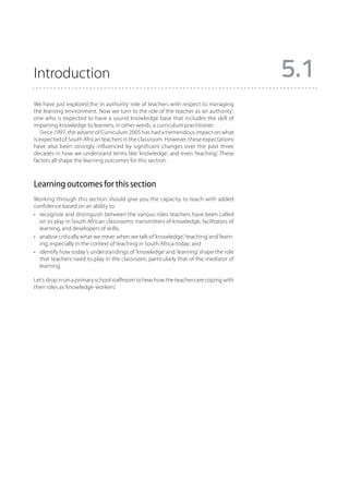 Being A Teacher: Section Five - The Teacher As Knowledge–Worker