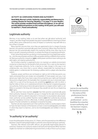 Being a Teacher: Section Four - The teacher’s authority: sustaining an ...