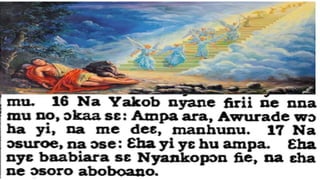 •16 When Jacob awoke from his
sleep, he thought, “Surely
the LORD is in this place, and I
was not aware of it.” 17 He was
afraid and said, “How awesome
is this place! This is none other
than the house of God; this is
the gate of heaven.
 