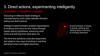 Undertake a marathon in sprints
3. Direct actions, experimenting intelligently
7
Executing an effective digital strategy i...