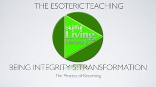 BEING INTEGRITY 5:TRANSFORMATION
The Process of Becoming
THE ESOTERICTEACHING
 