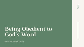 Being Obedient to God's Word