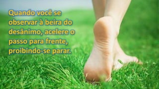 Quando você se
observar à beira do
desânimo, acelere o
passo para frente,
proibindo-se parar.
 