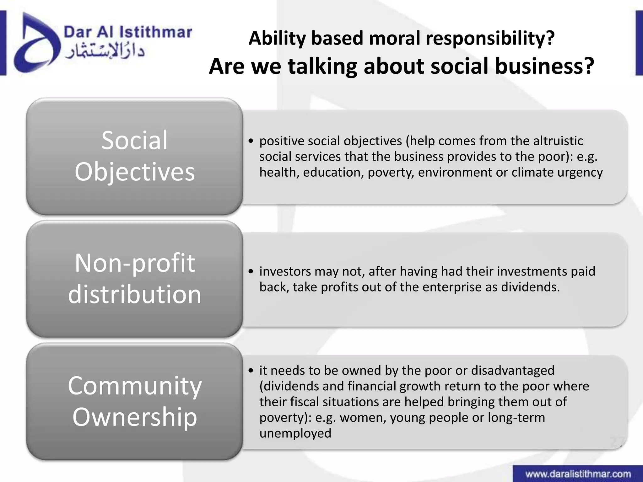 Ability based moral responsibility?Are we talking about social business?27