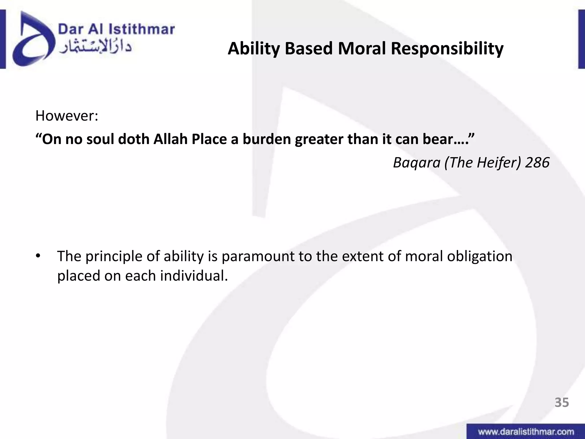 Key Islamic moral responsibility principles33
