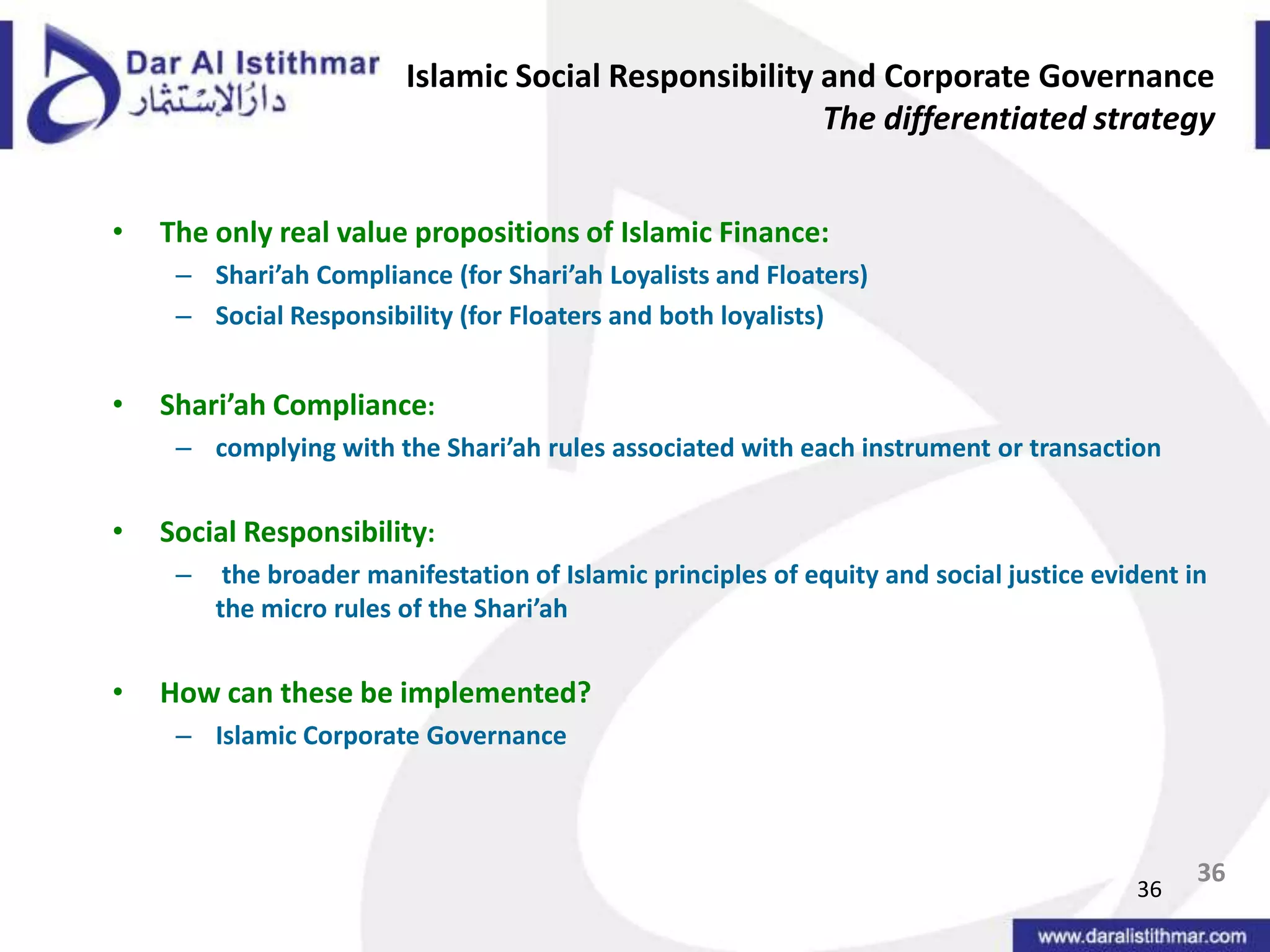 Ability Based Moral ResponsibilityPublic goods and wealth redistribution ALSO responsibility of individualsIslam recognizes Income disparity and makes it an obligation among those with wealth and power to redistribute it as a test	“He has raised you in ranks, some above others: that He may try you in the gifts He has given you: for your Lord is quick in punishment: yet He is indeed Oft-forgiving, Most Merciful.”  -The Livestock (Surat Al-Anaam) 165	“(Alms are) for the poor who are confined in the way of Allah-- they cannot go about in the land; the ignorant man thinks them to be rich on account of (their) abstaining (from begging); you can recognise them by their mark; they do not beg from men importunately; and whatever good thing you spend, surely Allah knows it.” -The Heifer (Surat Al-Baqarra) 27334