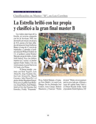 10
v i e r n e s , 2 4 d e e n e r o d e 2 0 1 4
Clasificación en Master "B", en Los Cerritos
 