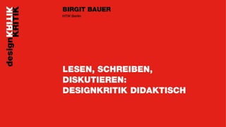 Prof. Birgit Bauer HTW Berlin @Birgit_S_Bauer
 