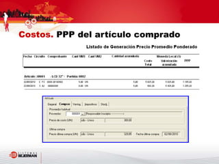 Costos. PPP del artículo comprado
 