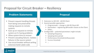 Copyright	©	2016,	Oracle	and/or	its	aﬃliates.	All	rights	reserved.		|	
Proposal	for	Circuit	Breaker	–	Resiliency	
13	
§  E...